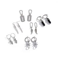 alliage de zinc Boucles d'oreilles, avec acier inoxydable, Placage de couleur platine, 6 pièces & pour femme, 75mm,65mm,70mm,52mm,58mm,63mm, Vendu par fixé