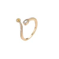 Brass Interchangeable Bead Ring, gold color plated, Adjustable & open & micro pave cubic zirconia & for woman 21mm, Inner Approx 17mm 