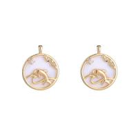 Brass Jewelry Pendants, with White Shell, gold color plated & for woman 