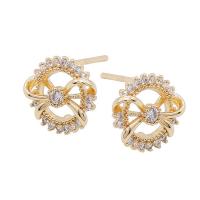 Cubic Zirconia Micro Pave Brass Earring, gold color plated, micro pave cubic zirconia & for woman & hollow, 10mm 
