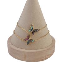 Abalone Shell Bracelets, Zinc Alloy, with Abalone Shell, Butterfly, 18K gold plated, Adjustable & for woman & with rhinestone Approx 8 Inch 