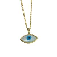 Ожерелье, Латунь, с Белая ракушка, Злой глаз, 18K позолоченный, Женский, длина:Приблизительно 17.72 дюймовый, продается Strand