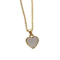 Ожерелье, Латунь, с Ракушка, Сердце, 18K позолоченный, Женский, Много цветов для выбора, 9.7mm, длина:Приблизительно 17.72 дюймовый, продается Strand