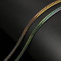 Stainless Steel Curb Chain, colorful plated, durable, black, 4mm 