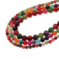 Gemischte Achat Perlen, Mehrfarbenachat, mit Flachen Achat & Streifen Achat, rund, DIY, keine, 6mm,8m,10mm, Länge:15 ZollInch, verkauft von Strang