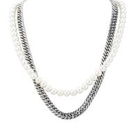 Titan Schmuck Halskette, Titanstahl, mit Kunststoff Perlen, poliert, für Frau & Multi-Strang, Länge:ca. 17.71 ZollInch, verkauft von Strang