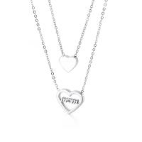 Titanium Steel Jewelry Necklace, Heart, plated, for woman & with rhinestone & multi-strand 40cm,46cm,16*18mm 