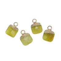 Gemstone Brass Pendants, with Gemstone,  Square, faceted 