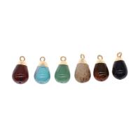 Gemstone Brass Pendants, with Gemstone, Teardrop, DIY 