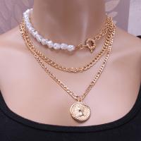 Mode-Multi-Layer-Halskette, Zinklegierung, mit Kunststoff Perlen, Modeschmuck & für Frau, keine, verkauft von Strang