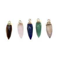 Подвески из натуральных камни и латуни, Латунь, с Полудрагоценный камень, граненый, Много цветов для выбора продается PC