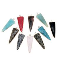 Подвески из натуральных камни и латуни, Латунь, с Полудрагоценный камень, Треугольник, Много цветов для выбора продается PC