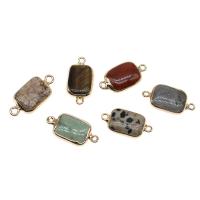 Gemstone Connector, Brass, with Gemstone, Rectangle, DIY 