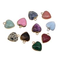 Подвески из натуральных камни и латуни, Латунь, с Полудрагоценный камень, Сердце, DIY & граненый, Много цветов для выбора продается PC