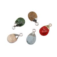 Подвески из натуральных камни и латуни, Латунь, с Полудрагоценный камень, Каплевидная форма, граненый, Много цветов для выбора продается PC