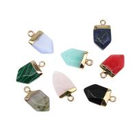 Gemstone Brass Pendants, with Gemstone, Polygon, faceted 