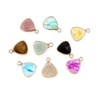 Gemstone Brass Pendants, with Gemstone, Triangle, faceted 