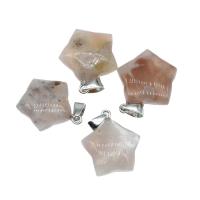 Piedras preciosas colgantes de latón, metal, con Piedras preciosas, Estrella, color mixto, 33x16x2mm, Vendido por UD