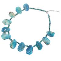 Blaue Achat Halskette, Blauer Achat, für Frau, blau, 34x24x7mm, Länge:ca. 45 cm, verkauft von PC