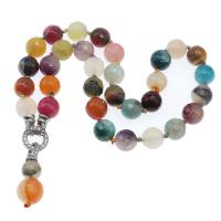 Agate Necklace, with Zinc Alloy, for woman & faceted, multi-colored Approx 45 cm 