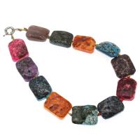 Fire Agate Necklace, with Zinc Alloy, for woman, multi-colored Approx 45 cm 