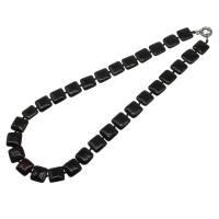 Schwarze Achat Halskette, Schwarzer Achat, mit Zinklegierung, Quadrat, für Frau, schwarz, 15x15x6mm, Länge:ca. 45 cm, verkauft von PC