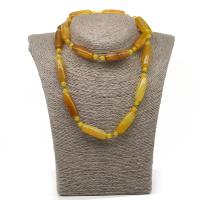 Dragon Veins Agate Necklace, for woman, yellow Approx 45 cm 