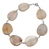 White Agate Necklace, with Zinc Alloy, for woman, white Approx 45 cm 
