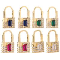 Cubic Zirconia Micro Pave Brass Earring, Lock, plated, micro pave cubic zirconia & for woman 