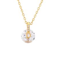 Brass Cubic Zirconia Necklace, with stainless steel chain, gold color plated, micro pave cubic zirconia & for woman, 11mm Approx 17.72 Inch 