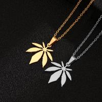 Brass Jewelry Necklace, with stainless steel chain, Maple Leaf, plated, for woman 22mm Approx 17.72 Inch 