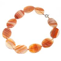 Lace Agate Necklace, Flat Round, for woman, red Approx 45 cm 