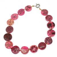 Fire Agate Necklace, Flat Round, for woman, pink Approx 45 cm 