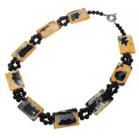 Fire Agate Necklace, Rectangle, for woman, mixed colors Approx 45 cm 