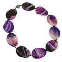 Lace Agate Necklace, Flat Round, for woman, purple Approx 45 cm 