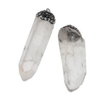 Pendentifs quartz naturel, quartz clair, avec argile, Irrégulière, blanc Vendu par PC