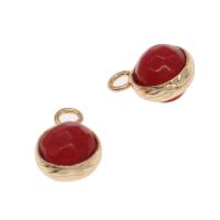 Gemstone Zinc Alloy Pendants, Dyed Marble, with Zinc Alloy, Round, faceted 