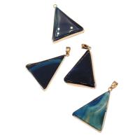 Agate Zinc Alloy Pendants, with Blue Agate, Triangle, DIY 