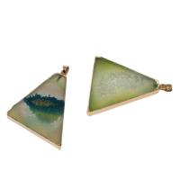 Agate Zinc Alloy Pendants, with Agate, Triangle, druzy style 
