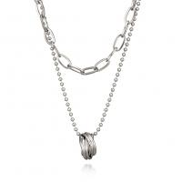 Fashion Multi Layer Necklace, Brass, with Titanium Steel, plated, Double Layer & for woman 12mm cm 