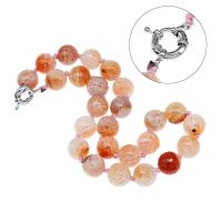 Fire Agate Necklace, Round, for woman & faceted, orange Approx 45 cm 