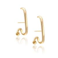 Brass Earring Stud Component, gold color plated, for woman 