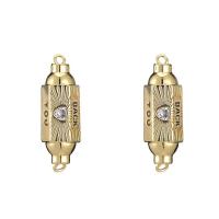 Cubic Zirconia Micro Pave Brass Connector, gold color plated & micro pave cubic zirconia & enamel 