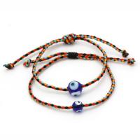 Bracelets de Murano de turque, chalumeau, avec Tissu en coton, Mauvais œil, unisexe & antifatigue, couleurs mélangées, 8mmuff0c10mm cm, Vendu par PC