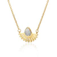 Stainless Steel Jewelry Necklace, 304 Stainless Steel, with turquoise & Brass, plated, for woman Inch 