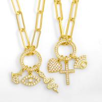 Cubic Zircon Micro Pave Brass Necklace, Animal, for woman & with cubic zirconia, golden cm 