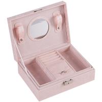 Multifunctional Jewelry Box, PU Leather, with Flocking Fabric, Double Layer & portable & with mirror 