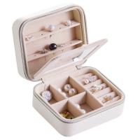 Multifunctional Jewelry Box, PU Leather, with Flocking Fabric, Double Layer & portable & with mirror 