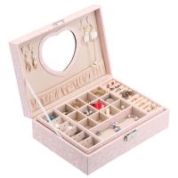 Multifunctional Jewelry Box, PU Leather, Double Layer & portable & with mirror 