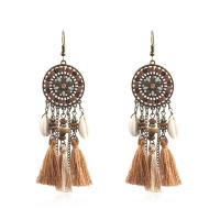 Fashion Tassel Earring, Shell, with Caddice, for woman, brown 